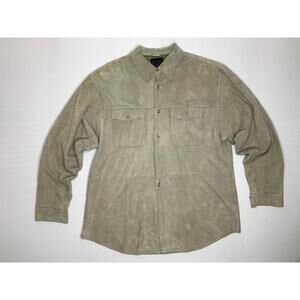 Tommy Bahama Indigo Palms Large Gray Suede Leather Button Down Shirt P145